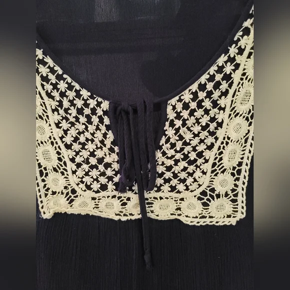 Agenda Floral Embroidered Boho Blue Tunic Blouse Top - Picture 3 of 9